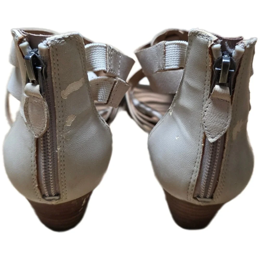 Franco‎ Sarto Uzeta Gladiator Wedge Sandals Women's Size 7.5 Beige Leather